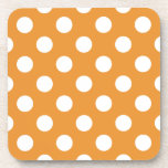 Posavasos Puntos de polka blanco sobre ámbar<br><div class="desc">Puntos de polka blanco sobre ámbar</div>