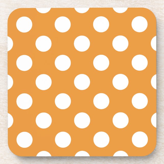 Posavasos Puntos de polka blanco sobre ámbar (Frente)