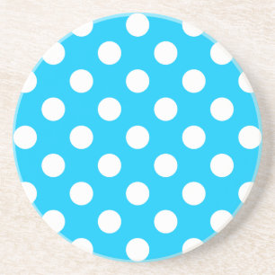 Posavasos Puntos de polka blanco sobre azul eléctrico