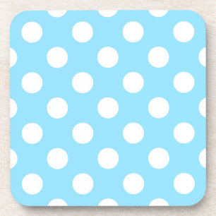 Posavasos Puntos de polka blanco sobre azul pálido