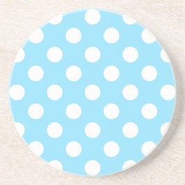 Posavasos Puntos de polka blanco sobre azul pálido