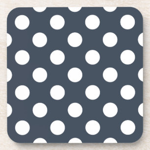 Posavasos Puntos de polka blanco sobre gris azul