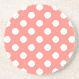 Posavasos Puntos de polka blanco sobre melocotón