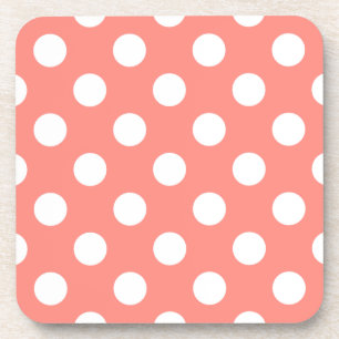 Posavasos Puntos de polka blanco sobre melocotón