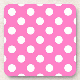 Posavasos Puntos de polka blanco sobre rosa