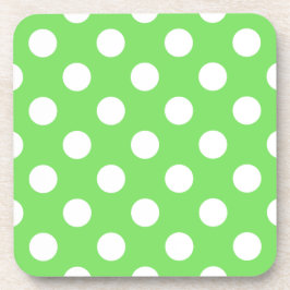 Posavasos Puntos de polka blanco sobre verde manzana