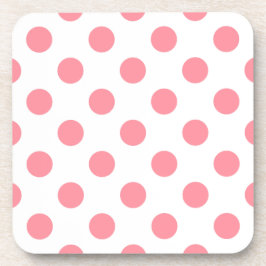 Posavasos Puntos de polka coral y blanco