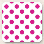 Posavasos Puntos de polka de Fuchsia<br><div class="desc">Fuchsia y puntos de polka blanco</div>