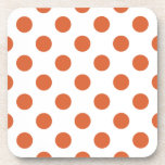 Posavasos Puntos de polka naranja quemados<br><div class="desc">La polka naranja quemada tiene un fondo blanco.</div>