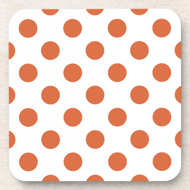 Posavasos Puntos de polka naranja quemados (Frente)