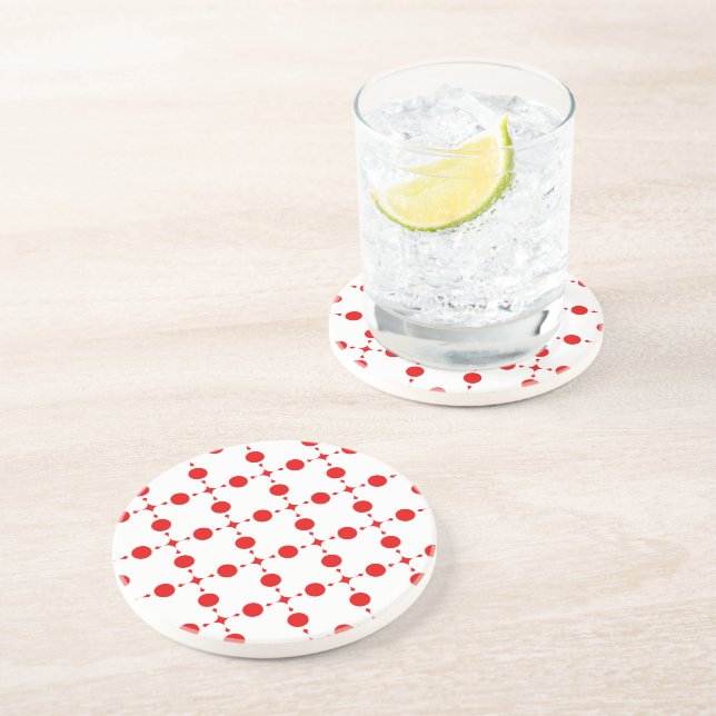 Posavasos Puntos de Polka Rojo, Patrón de Punto de Polka, Pu (Lado)