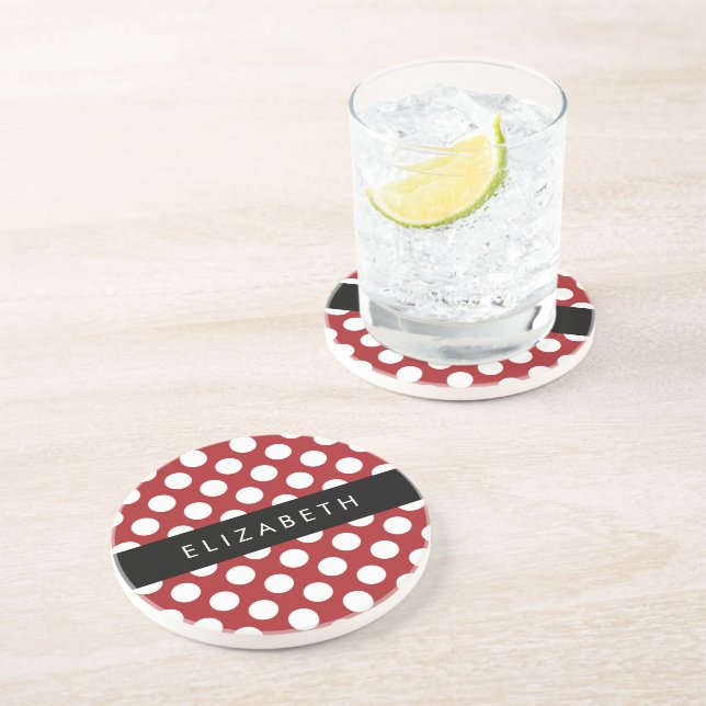Posavasos Puntos de Polka Rojo, Patrón de Punto de Polka, Su (Lado)
