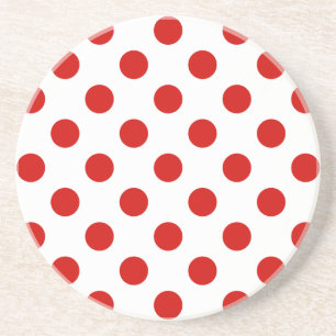 Posavasos Puntos de polka rojos y blancos