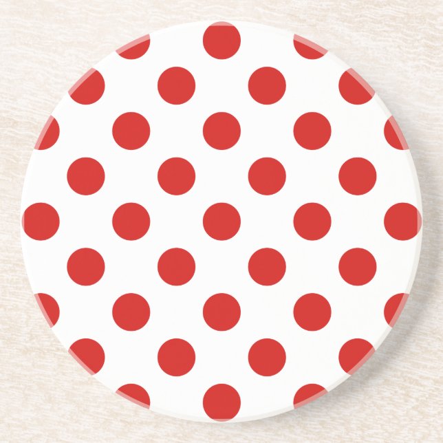 Posavasos Puntos de polka rojos y blancos (Frente)