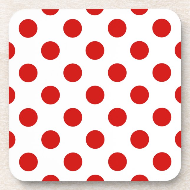 Posavasos Puntos de polka rojos y blancos (Frente)