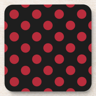 Posavasos Puntos de polka rojos y negros