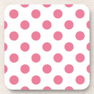 Posavasos Puntos de polka rosa y blanco