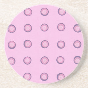 Posavasos Puntos de polka rosa y morado estratificados en mo
