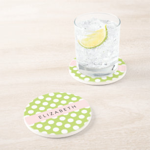 Posavasos Puntos de Polka Verde, Patrón de Punto de Polka, S
