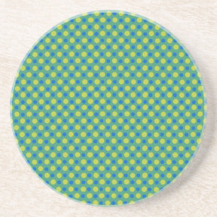 Posavasos Puntos de Polka verde y azul neón en verde