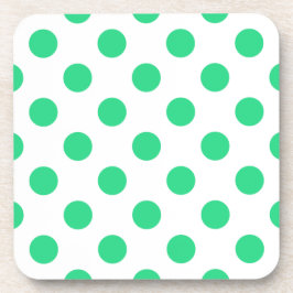 Posavasos Puntos de polka verdes y blancos