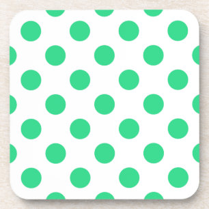 Posavasos Puntos de polka verdes y blancos