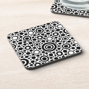 Posavasos Puntos negros y patrón de círculo + tu texto y fon