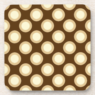 Posavasos Puntos retro en círculo, chocolate, crema y tostad