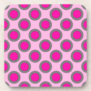 Posavasos Puntos retro en círculo, fucsia, gris y rosa