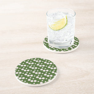 Posavasos Puntos rosados en verde frondoso   