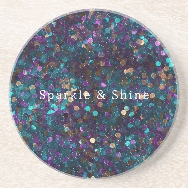 Posavasos Purple Aqua Glam Gold Mermaid Sparkle (Frente)