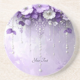 Posavasos Purple Flowers Sandstone Coaster