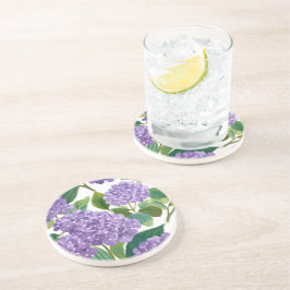 Posavasos Purple Hydrangea Watercolor Floral Coastal
