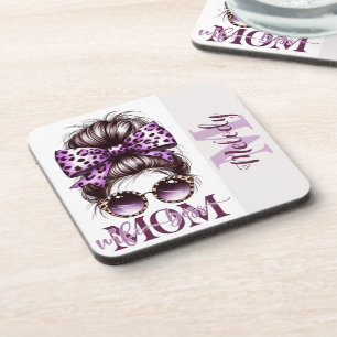 Posavasos Purple Messy Bun Mom Wife Boss
