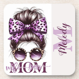 Posavasos Purple Messy Bun Mom Wife Boss
