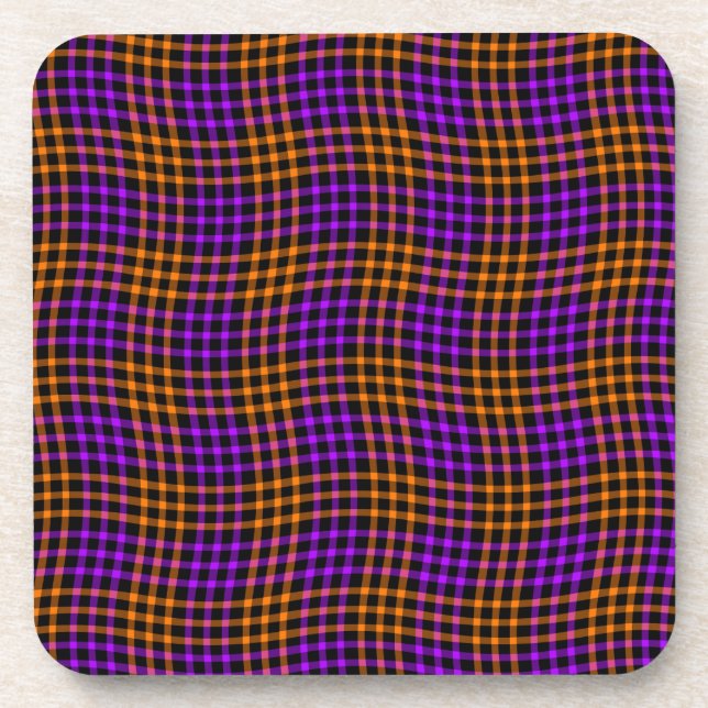 Posavasos Purple Orange Plaid Checker Seamless Pattern (Frente)