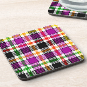 Posavasos Púrpura Negro Multicolor Franela Cuadro Tartán