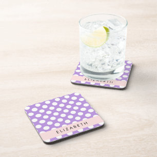 Posavasos Púrpura puntos de polka, patrón de puntos de polka