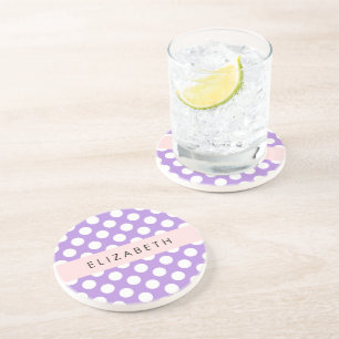 Posavasos Púrpura puntos de polka, patrón de puntos de polka