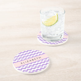 Posavasos Púrpura Zigzag, Púrpura Chevron, Tu Nombre