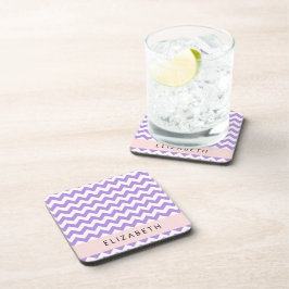 Posavasos Púrpura Zigzag, Púrpura Chevron, Tu Nombre