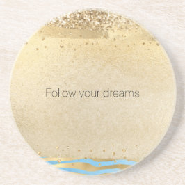 Posavasos Purpurina Aqua Blue Gold Impresión de animales con