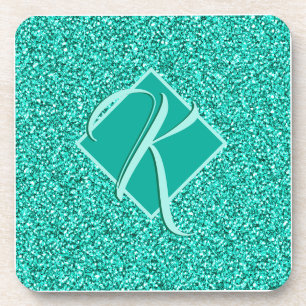 Posavasos Purpurina azul Sparkle Glam Turquoises Monogramado