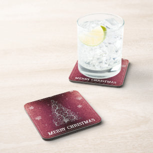 Posavasos Purpurina de árbol de Navidad y copos de nieve   R