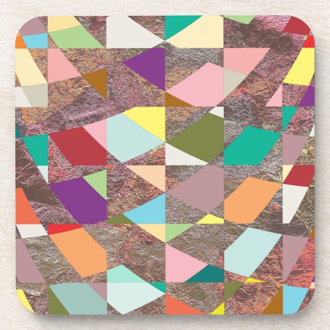 Posavasos Purpurina de colores abstractos (Frente)