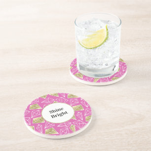 Posavasos Purpurina de diamantes de oro rosado de moda