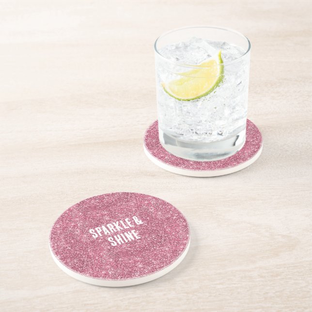 Posavasos Purpurina de Faux Rosado (Lado)