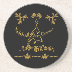 Posavasos Purpurina de oro Feliz Navidad, Santa Claus