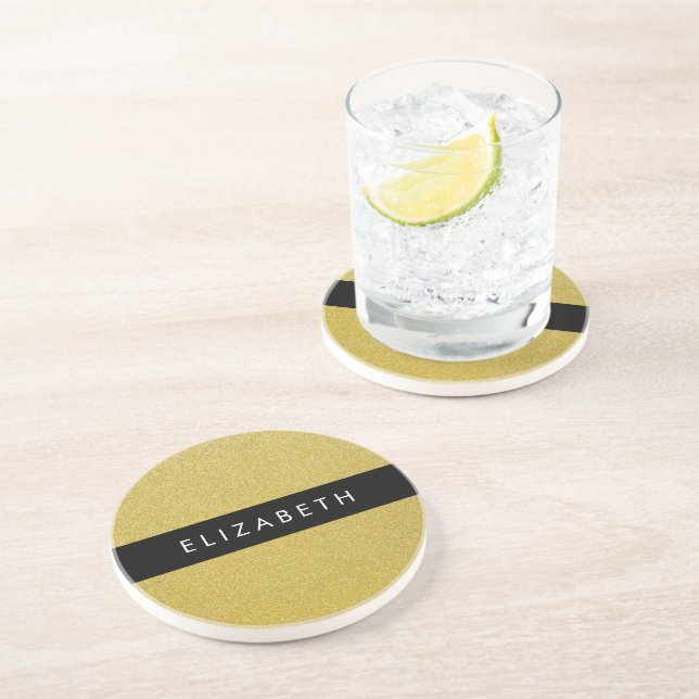 Posavasos Purpurina de oro, fondo Purpurina, nombre (Lado)