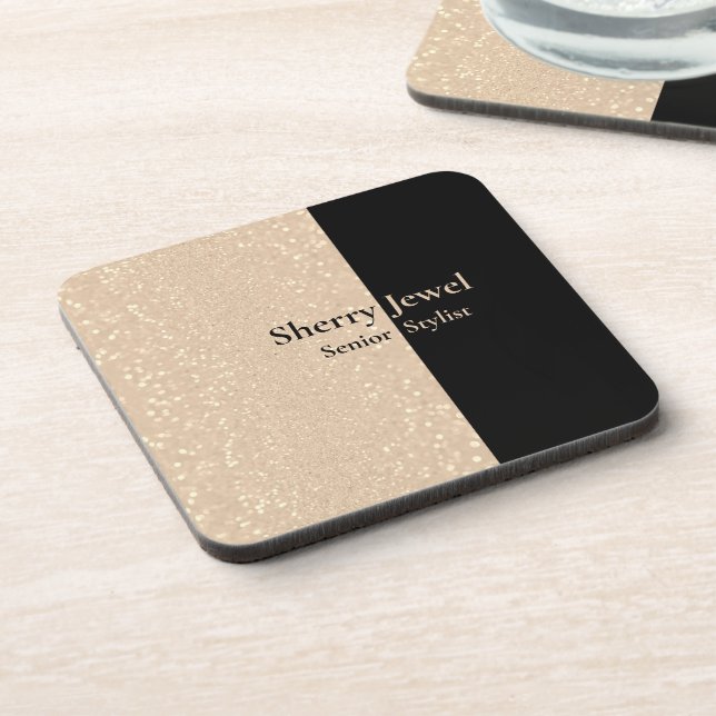 Posavasos Purpurina de Personalizado de esparkle de champán  (Lado Izquierdo)